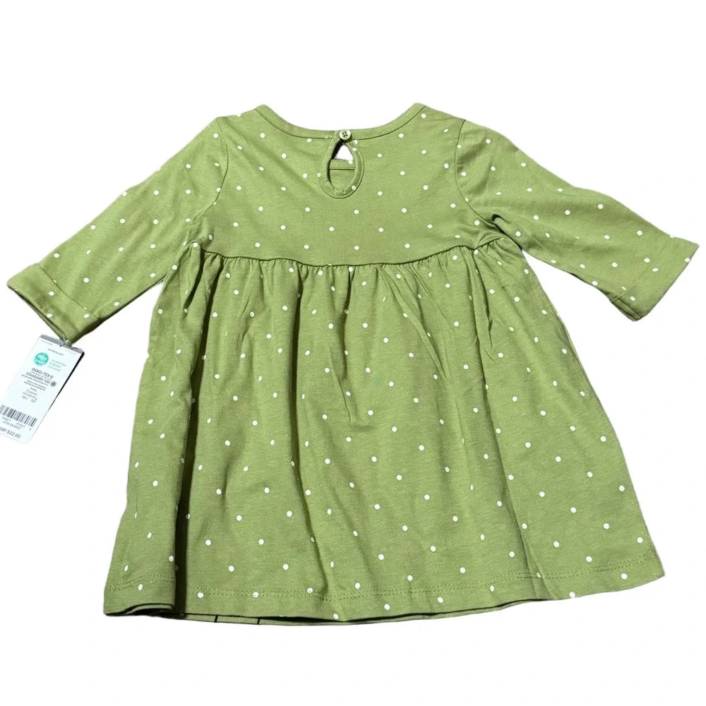 Carter’s Green Polka Dot Dress with Floral Design Cotton Girls 18 Months